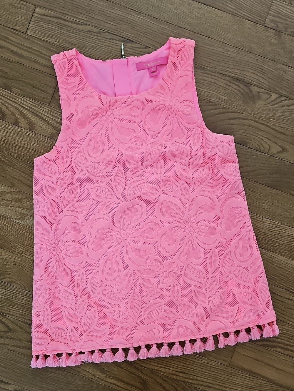 NWOT Lilly Pulitzer Coral Lace Top with Tassel Detail